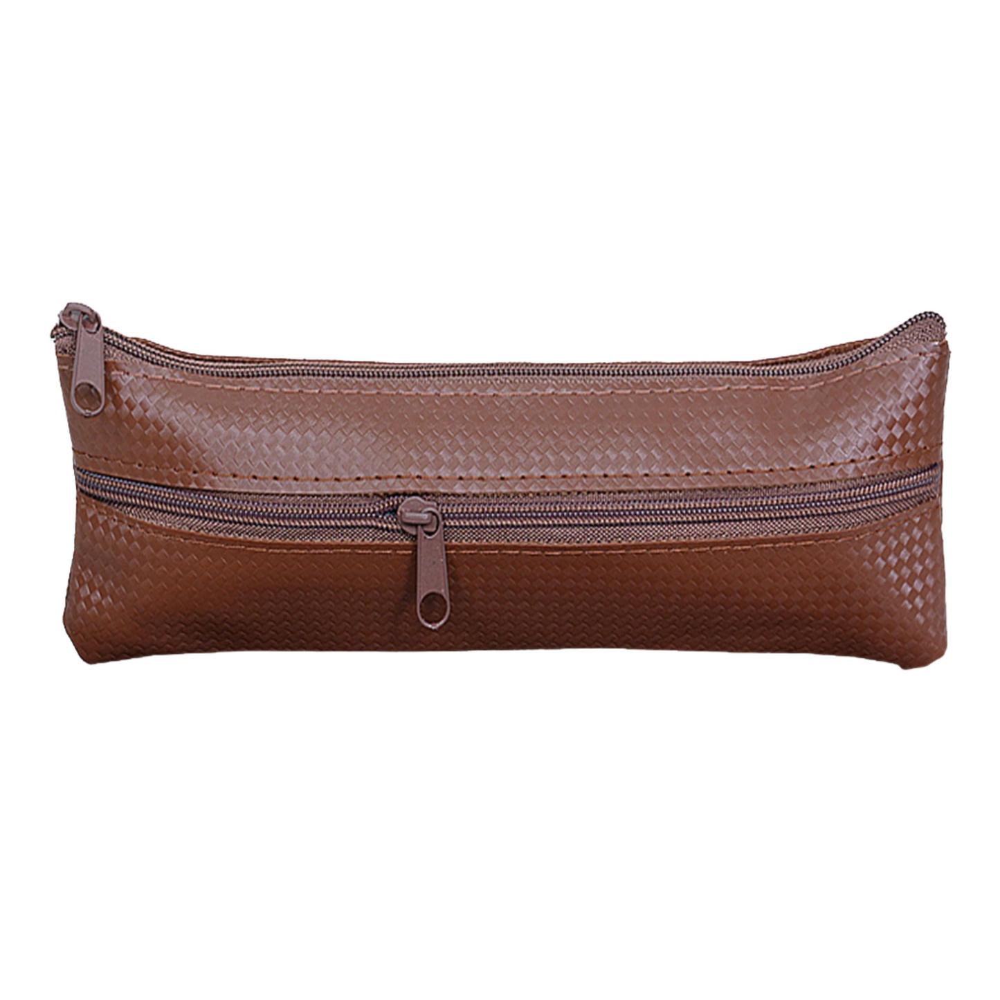 Pouch Flat Double Zip Brown